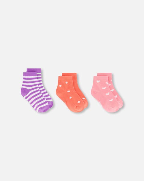 Allover Prints Striped Cotton Socks (3 Pairs) (Toddler, Little Kid & Big Kid)