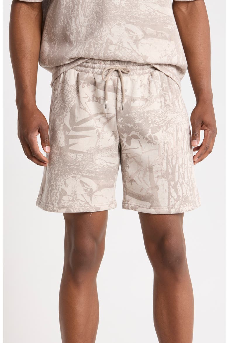 Tonal Leaves Drawstring Shorts, Main, color, TONAL LEAVES