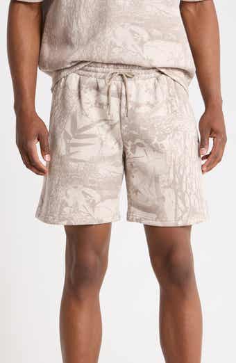 Tonal Leaves Drawstring Shorts