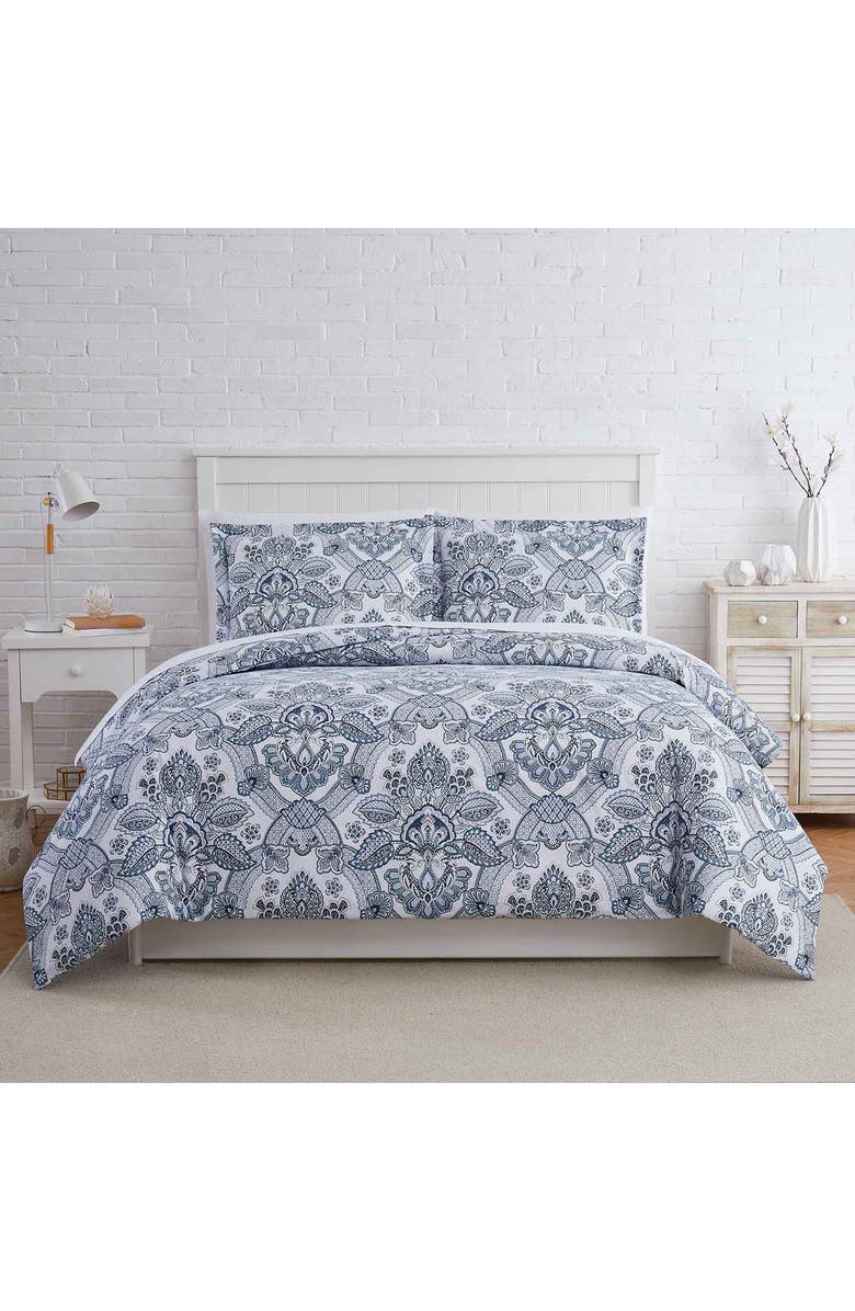 SOUTHSHORE FINE LINENS Enchantment Paisley Print Microfiber Down-Alternative Comforter Set, Alternate, color, Enchantment Blue