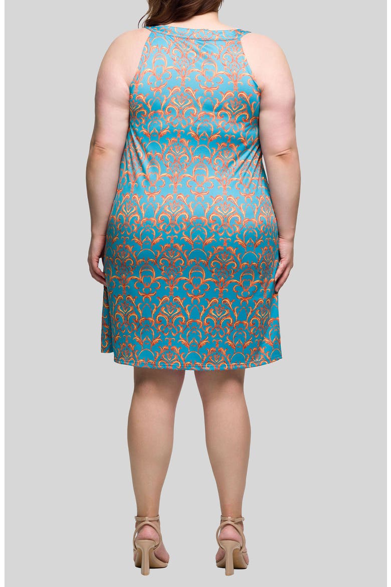 Filigree Print U-Neck Sleeveless Dress, Alternate, color, BLUE MULTI