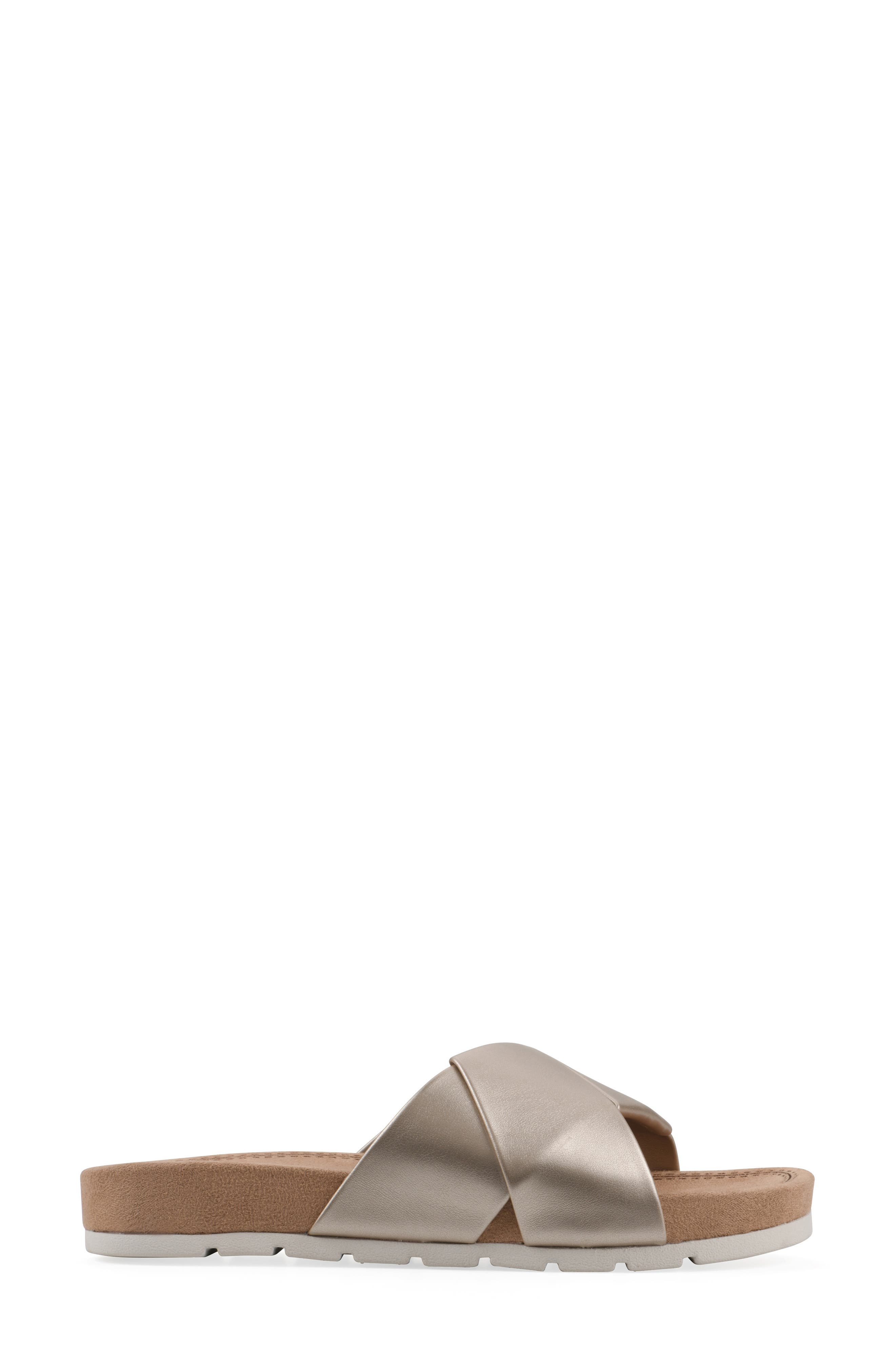 Tincie Slide Sandal, Alternate, color, PALE GOLD METALLIC SMOOTH