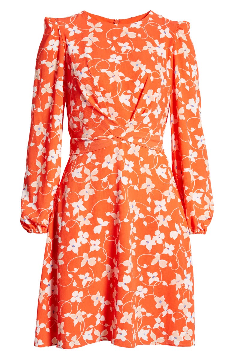 Eliza J Floral Long Sleeve Crepe Dress, Alternate, color, 