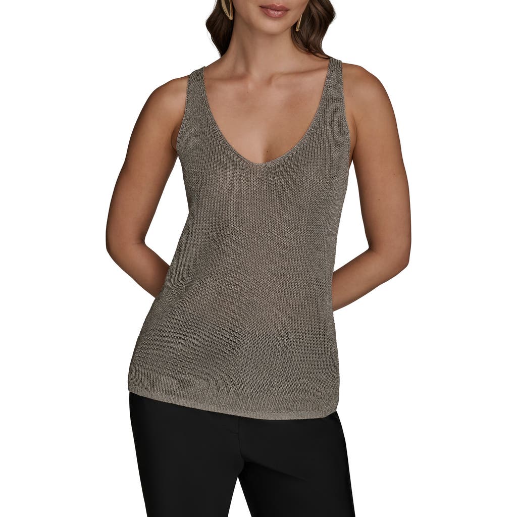Donna Karan New York Metallic Sleeveless Sweater In Gray