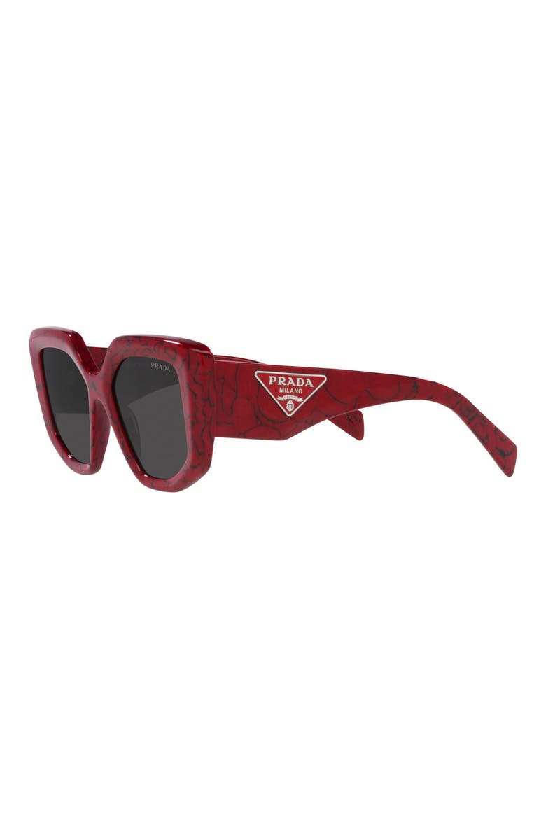 50mm Geometric Sunglasses, Alternate, color, RED/DARK GREY