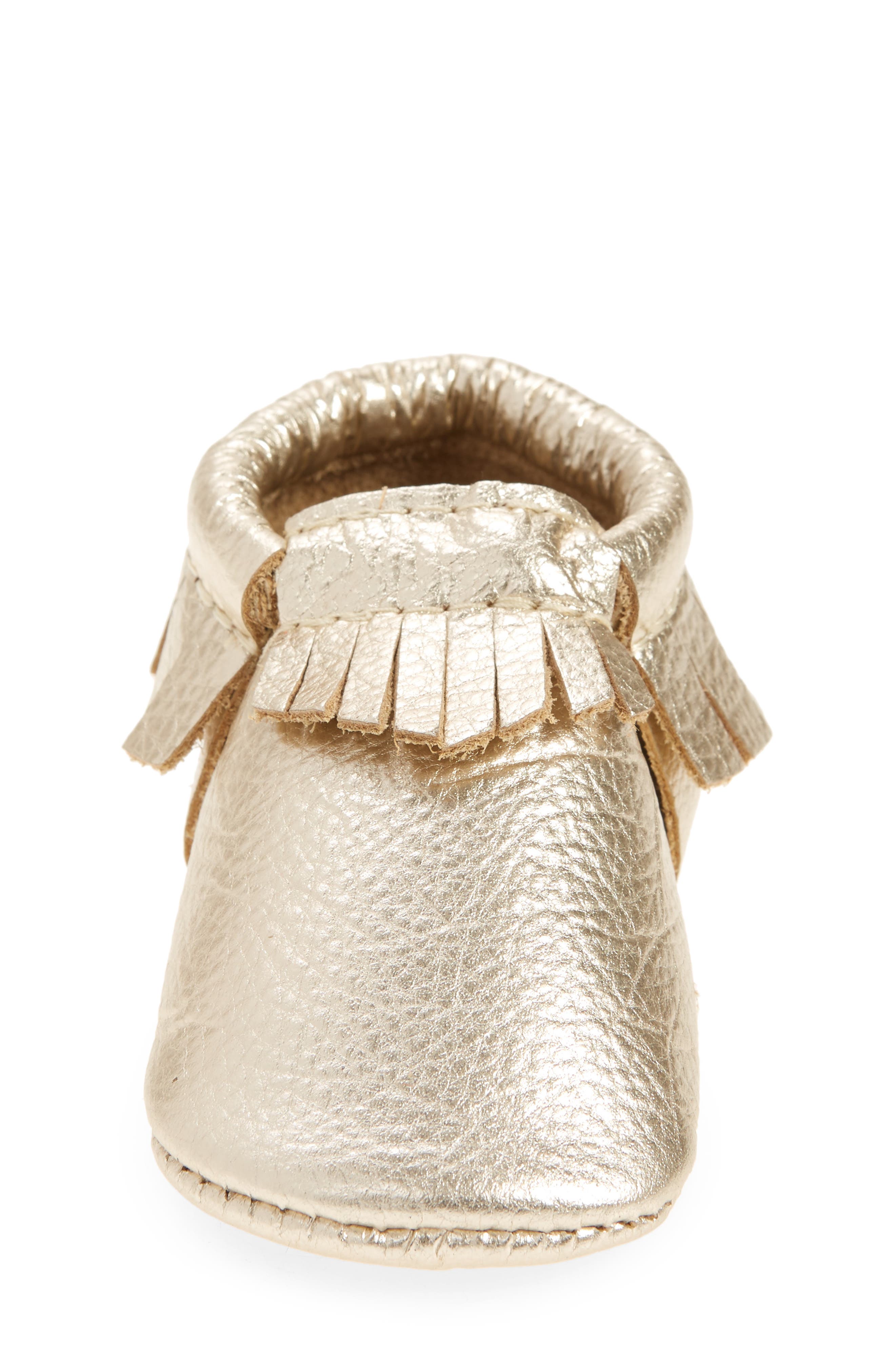 Metallic Fringe Moccasin, Alternate, color, PLATINUM