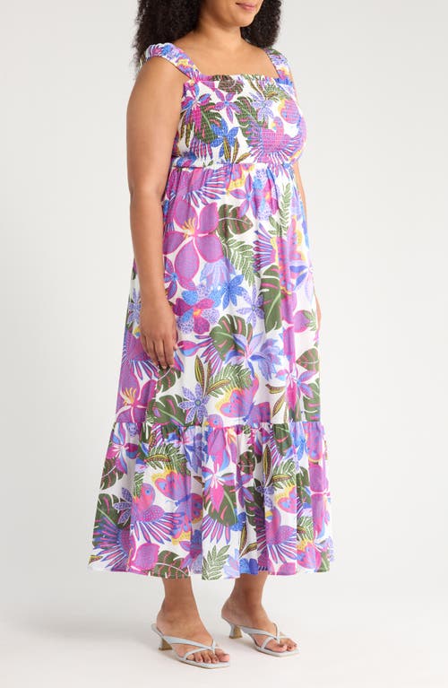 Sugarlips Evren Tropics Tayla Smocked Cotton Sundress In Animal Print