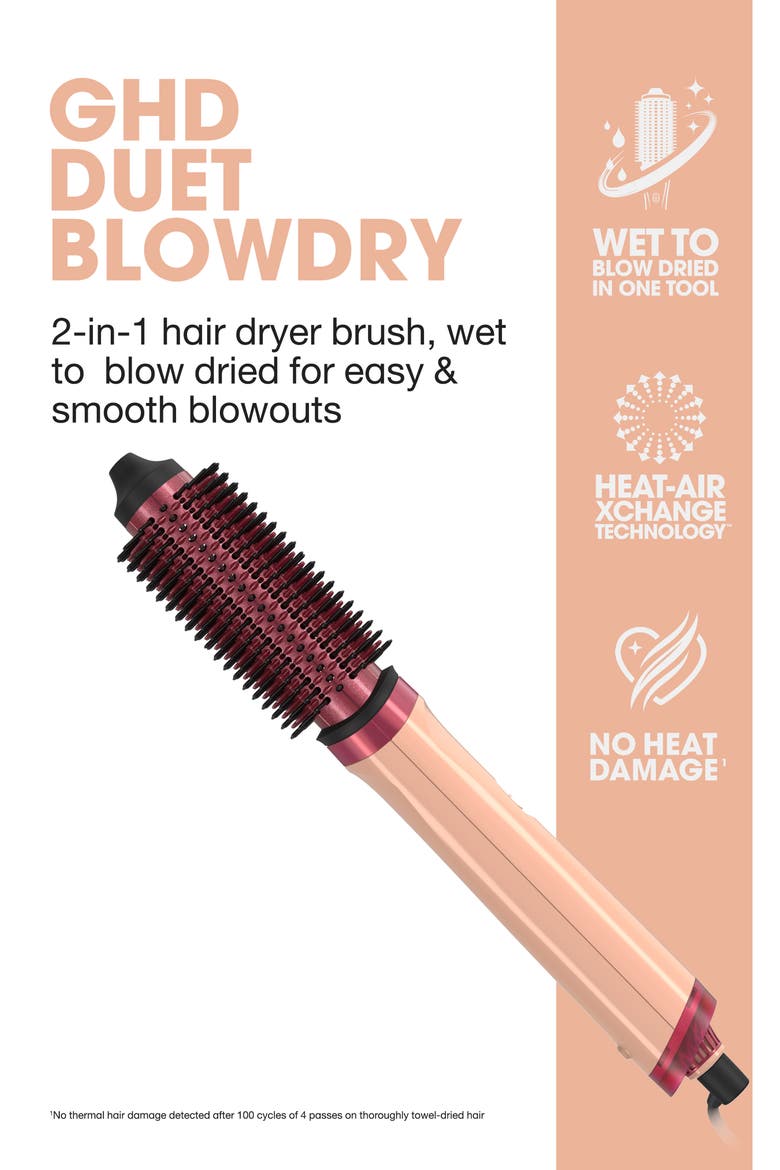 Duet Blowdry 2-in-1 Hair Dryer Brush in Sun-Kissed Peach, Alternate, color, PEACH