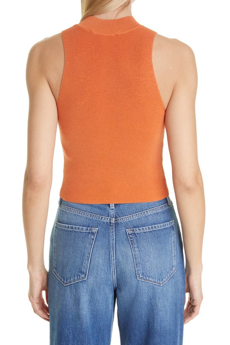 Rib Mock Neck Sleeveless Sweater, Alternate, color, TANGERINE