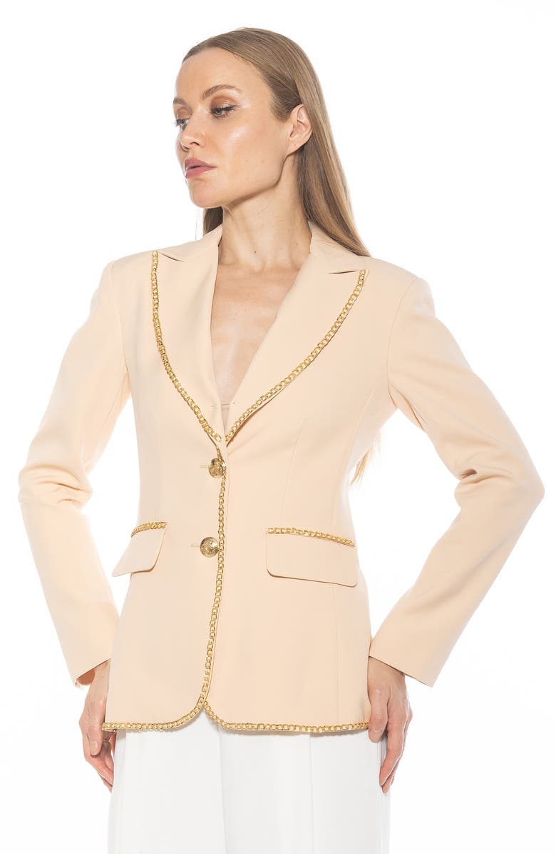Alexia Admor Janet Chain Trim Blazer, Alternate, color, Beige