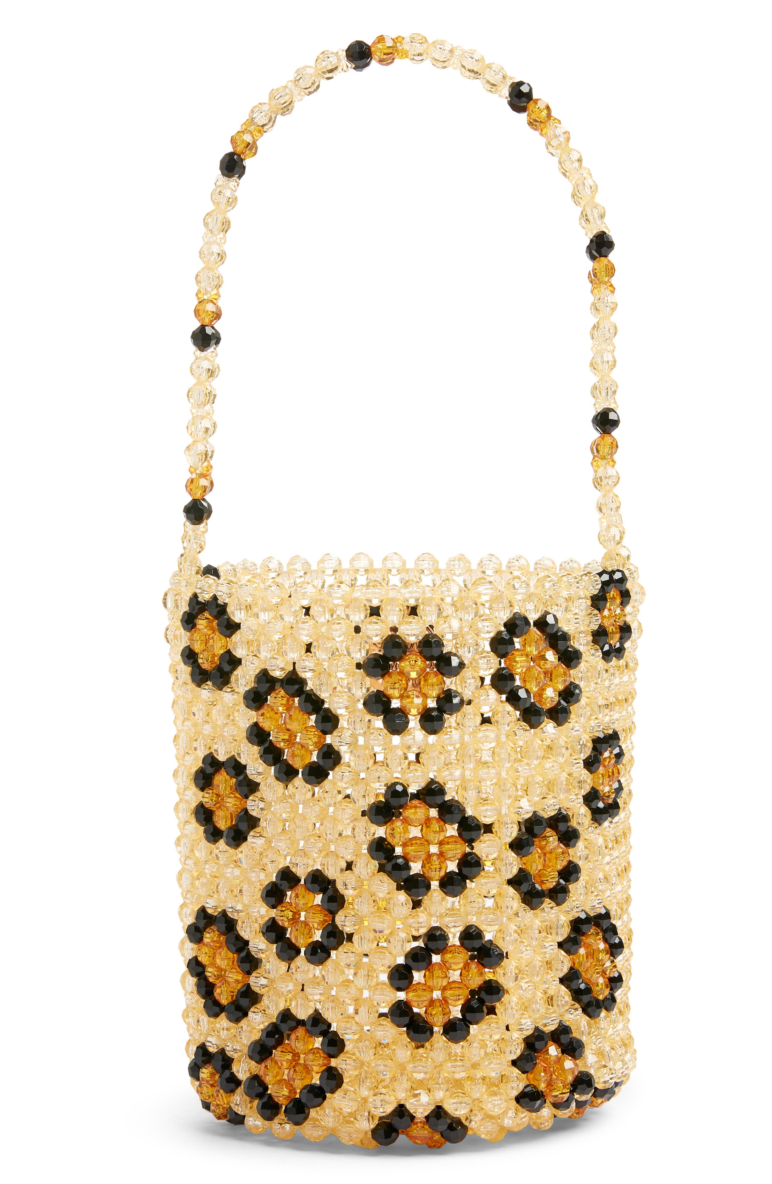 Susan Alexandra Leopard Beaded Bucket Bag, Main, color, 