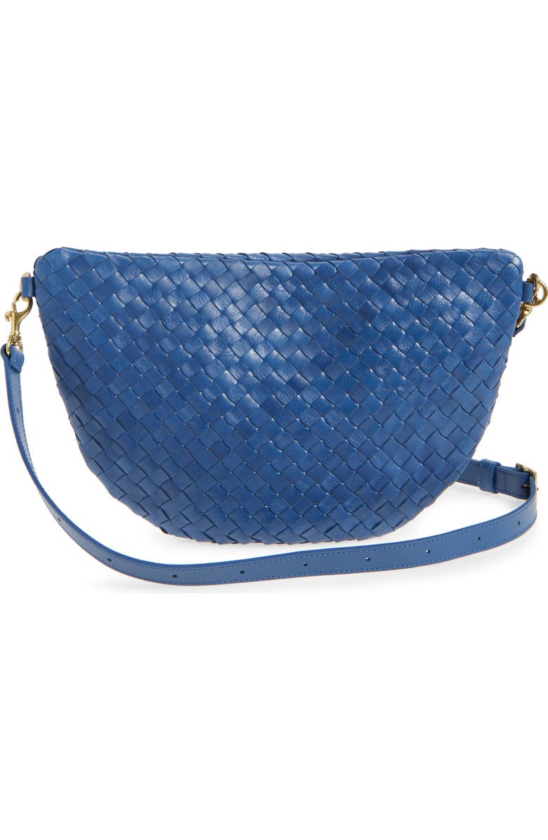 Clare V. Medium Grande Woven Leather Belt Bag, Alternate, color, French Blue