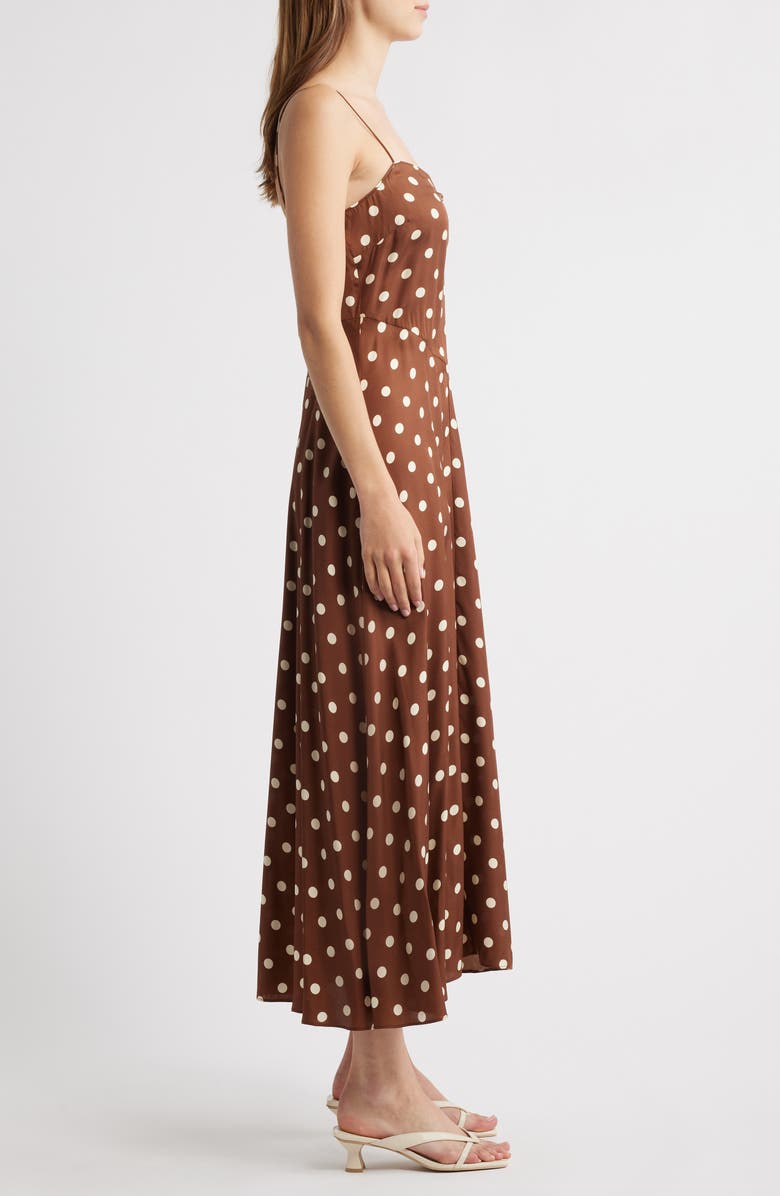 DÔEN Lorraine Polka Dot Silk Blend Satin Midi Dress, Alternate, color, Georgine Dot