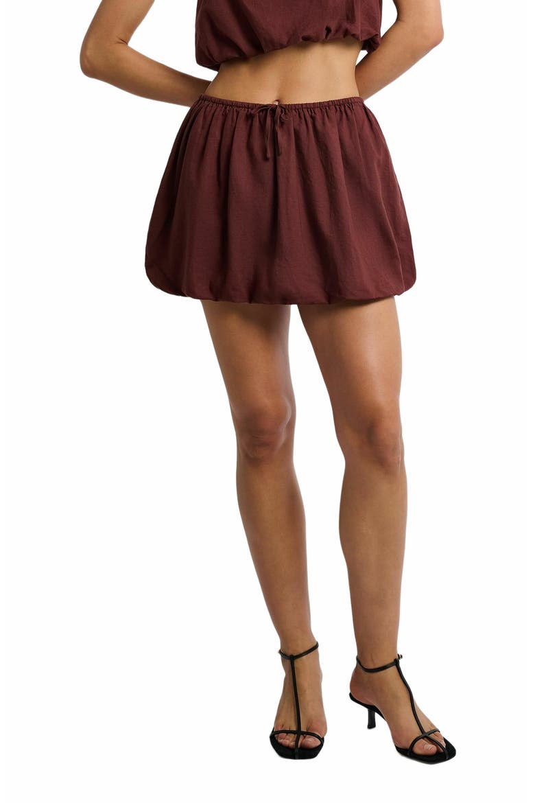 Air Linen Bubble Mini Skirt, Alternate, color, RUM