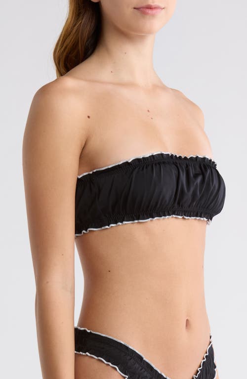 Pacsun Arriety Shirred Bandeau Bikini Top In Gray