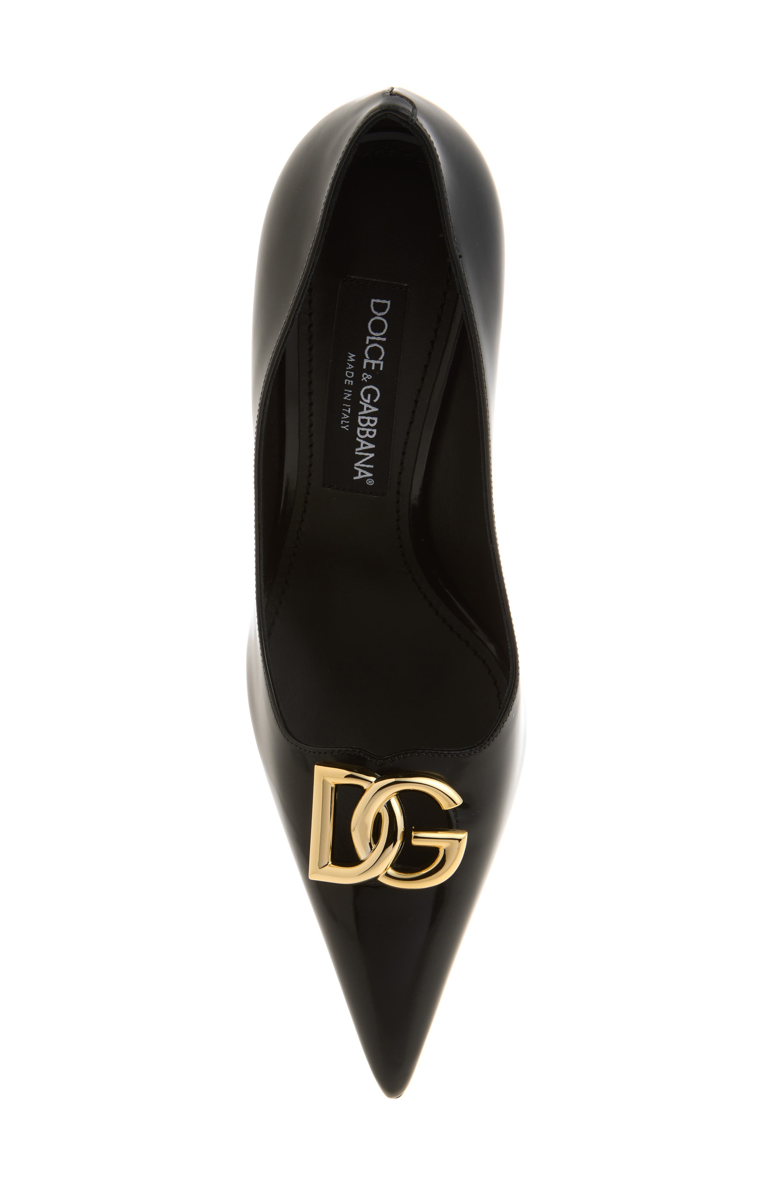DG Logo Pointed Toe Pump, Alternate, color, BLACK