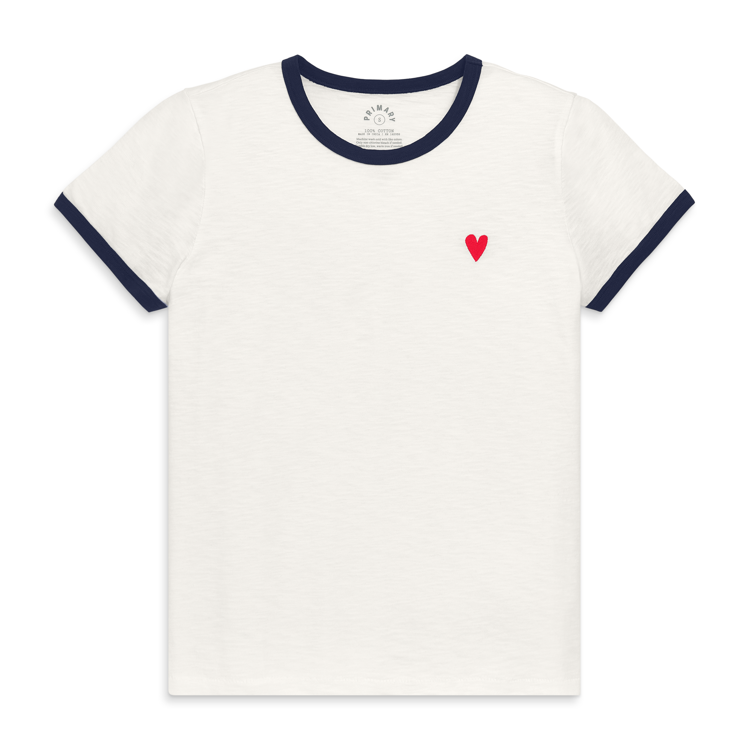 Women's Fit Embroidered Heart Ringer Tee