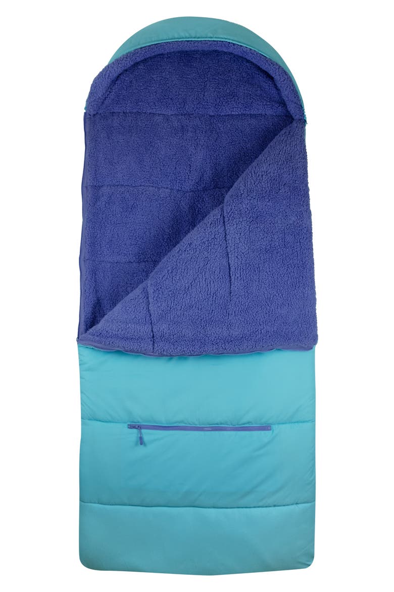Kids' Sleep-n-Pack Faux Shearling Lined Sleeping Bag Backpack, Main, color, CLEARWATER