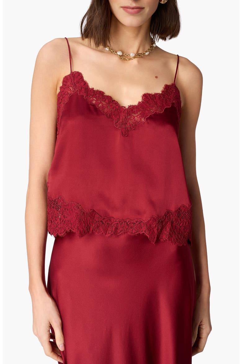 Malena Lace Trim Silk Camisole, Main, color, COMPOTE
