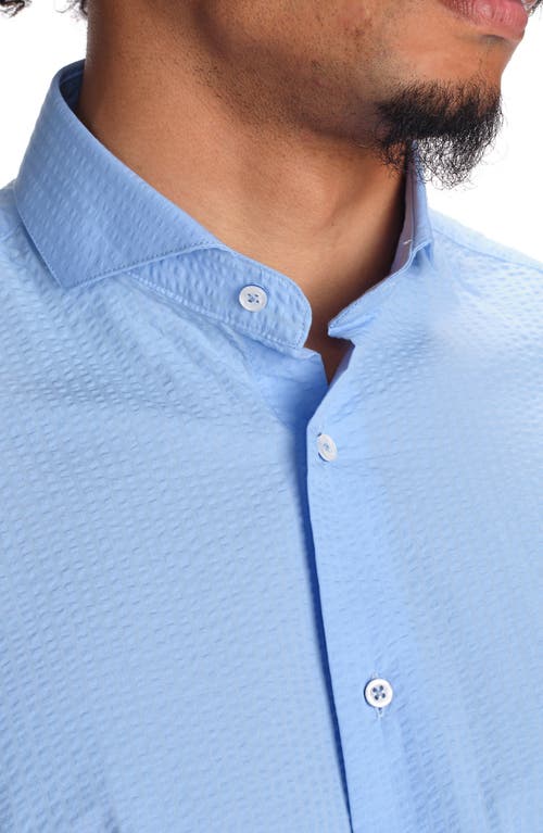 Studio Garnet Los Angeles Seaside Cotton Seersucker Button-up Shirt In Blue