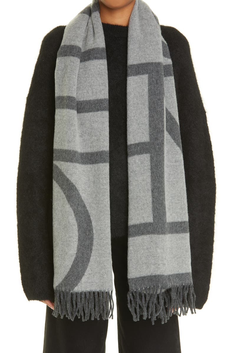 TOTEME Monogram Wool Jacquard Scarf, Alternate, color,