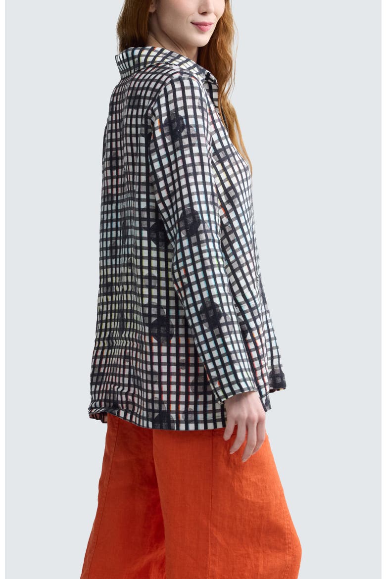 Brila Neon Print Linen Shirt, Alternate, color, Neon Black