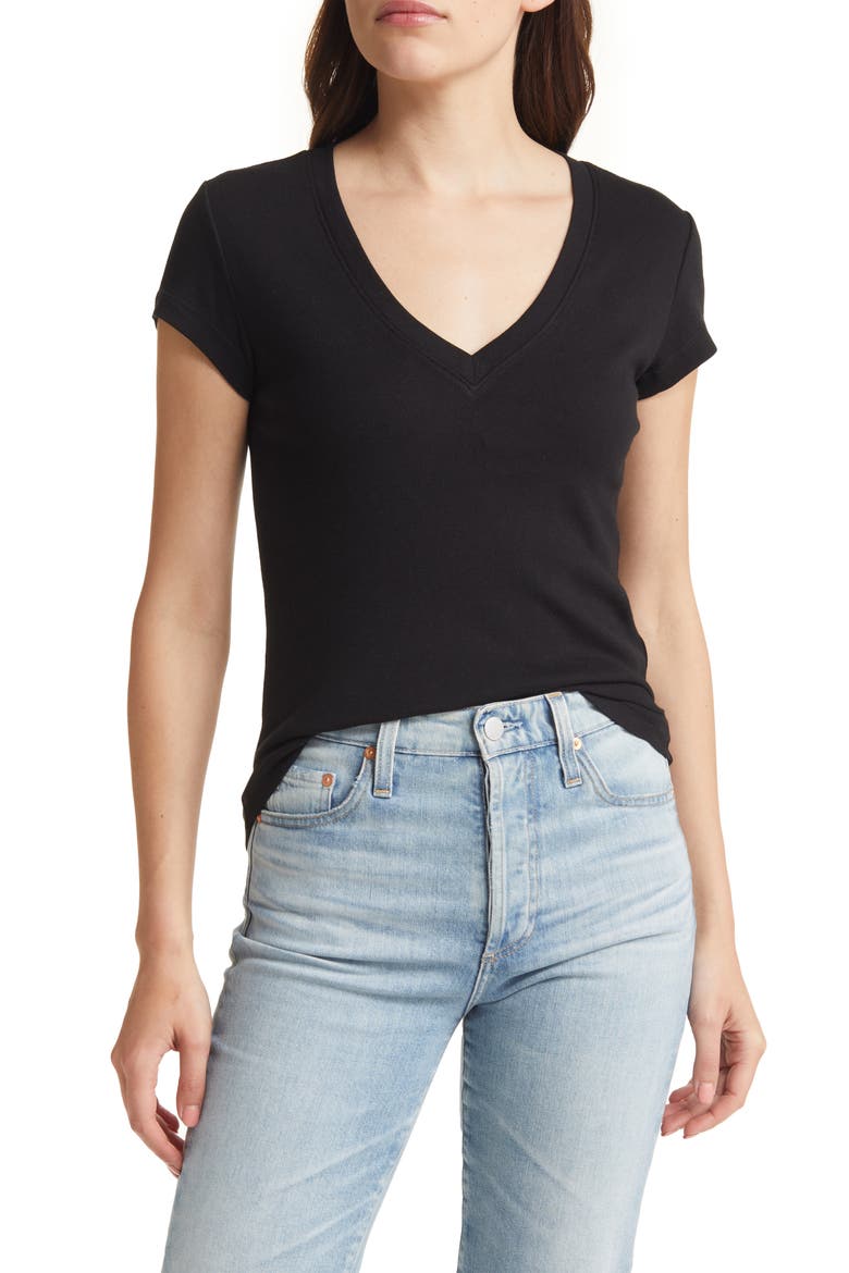 V-Neck T-Shirt, Main, color, BLACK