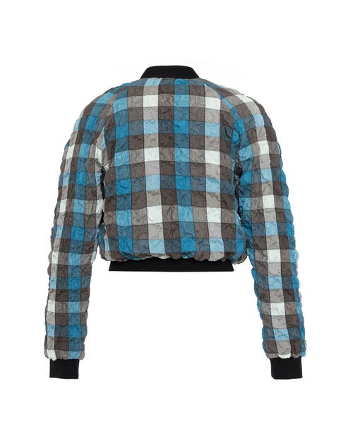 Theo The Label Calypso Plaid Bomber In Teal