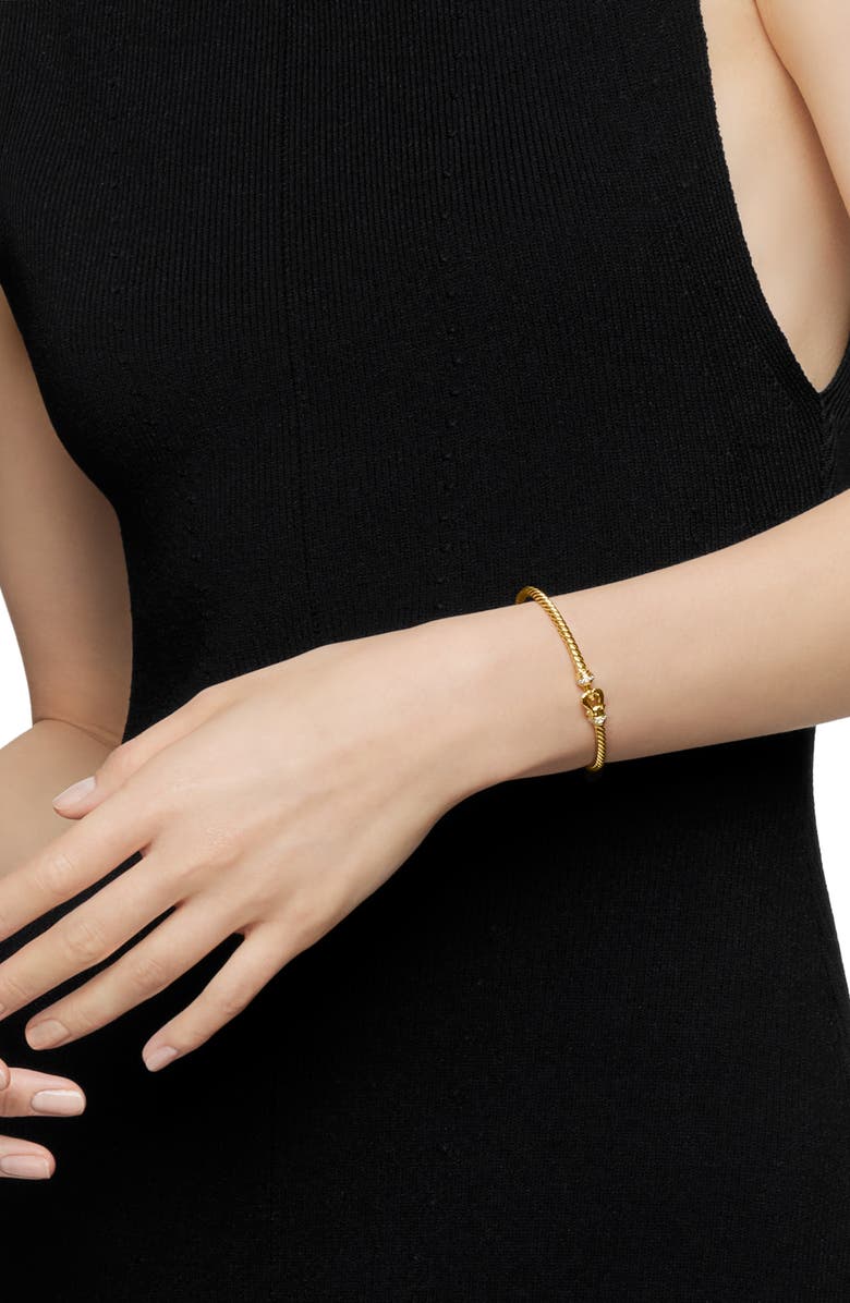 David Yurman Buckle Cablespira<sup>®</sup> 18K Yellow Gold & Diamond Bracelet, 3.5mm, Alternate, color, Gold/ Diamond