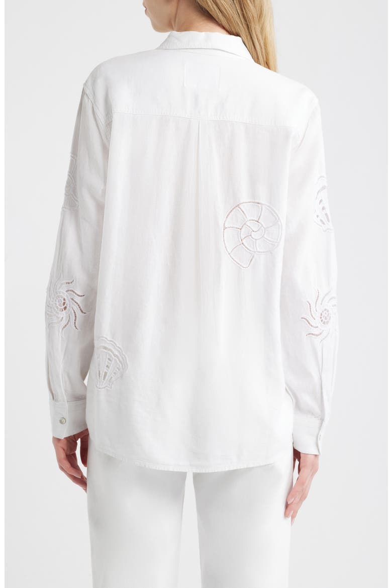 Charli Linen Blend Button-Up Shirt, Alternate, color, WHITE SEASHELLS