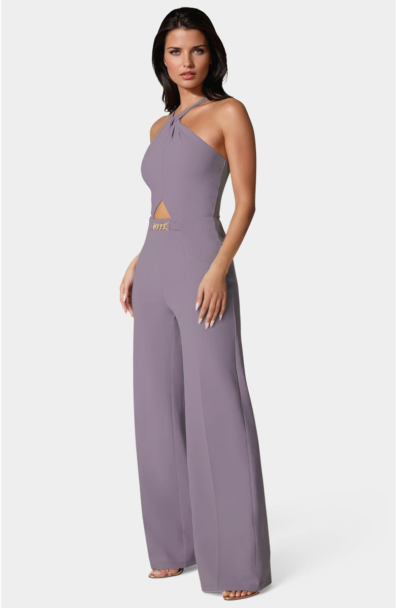 bebe Halter Palazzo Leg Jumpsuit, Alternate, color,