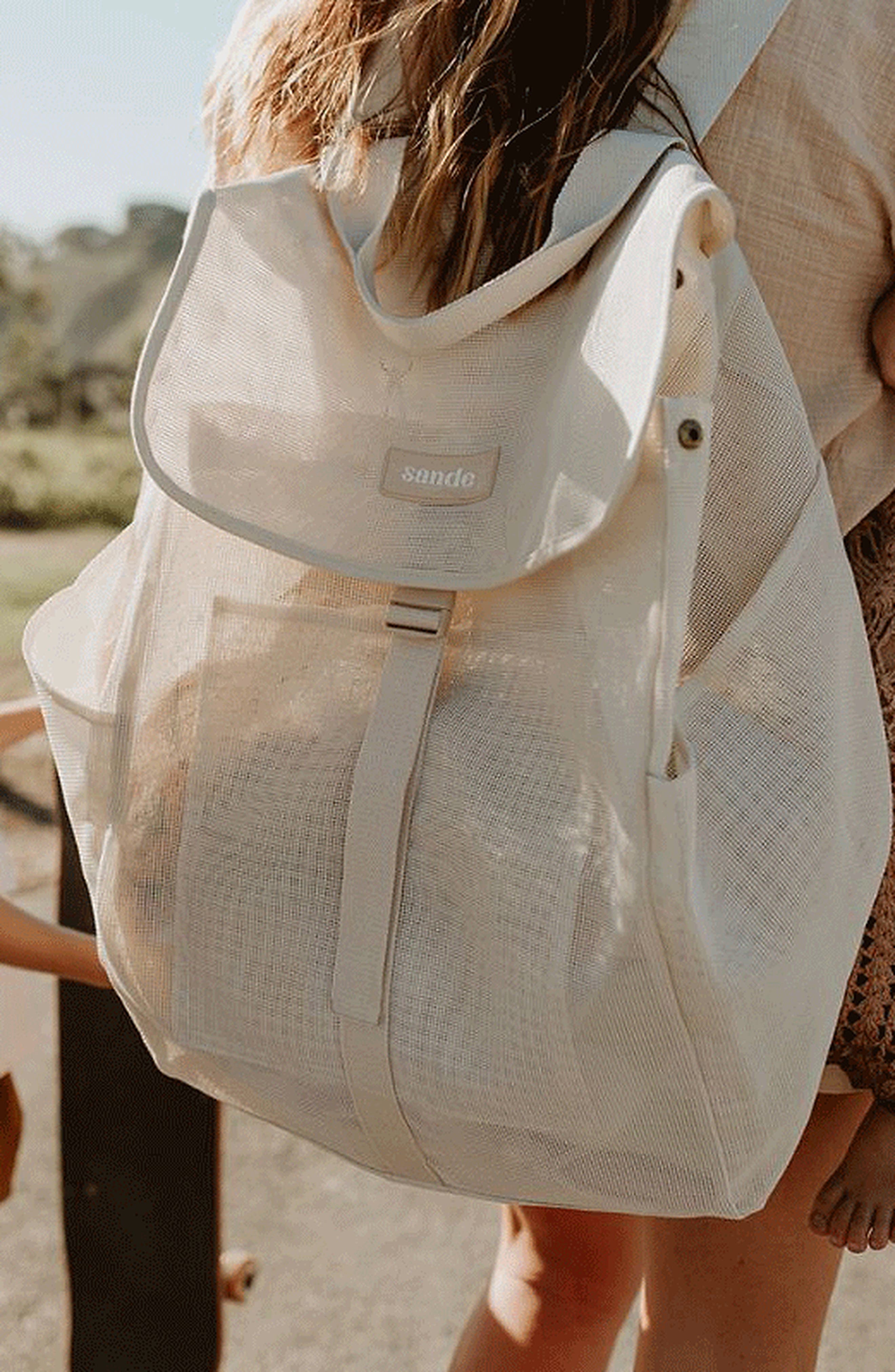 Sande Beach Hauler Mesh Backpack, Alternate, color, Sand