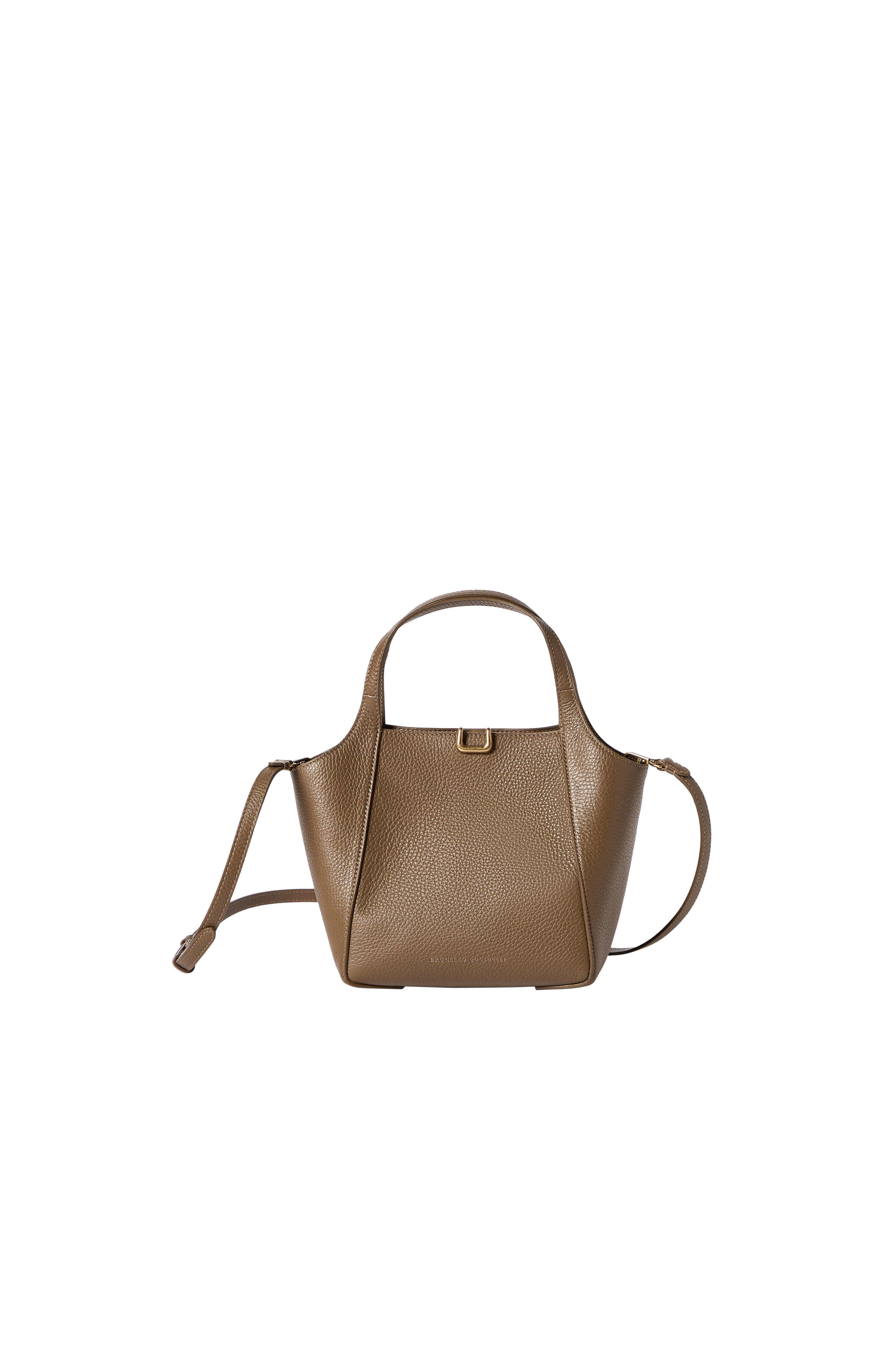 Sartorial small bucket bag in soft grained leather, Alternate, color, Mud