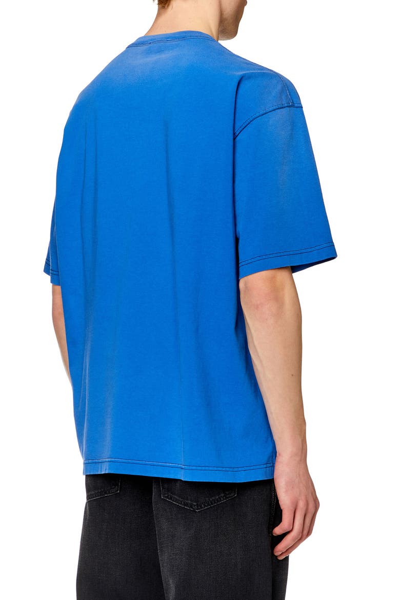 Distressed Collegiate Oversize Cotton T-Shirt, Alternate, color, BLUE