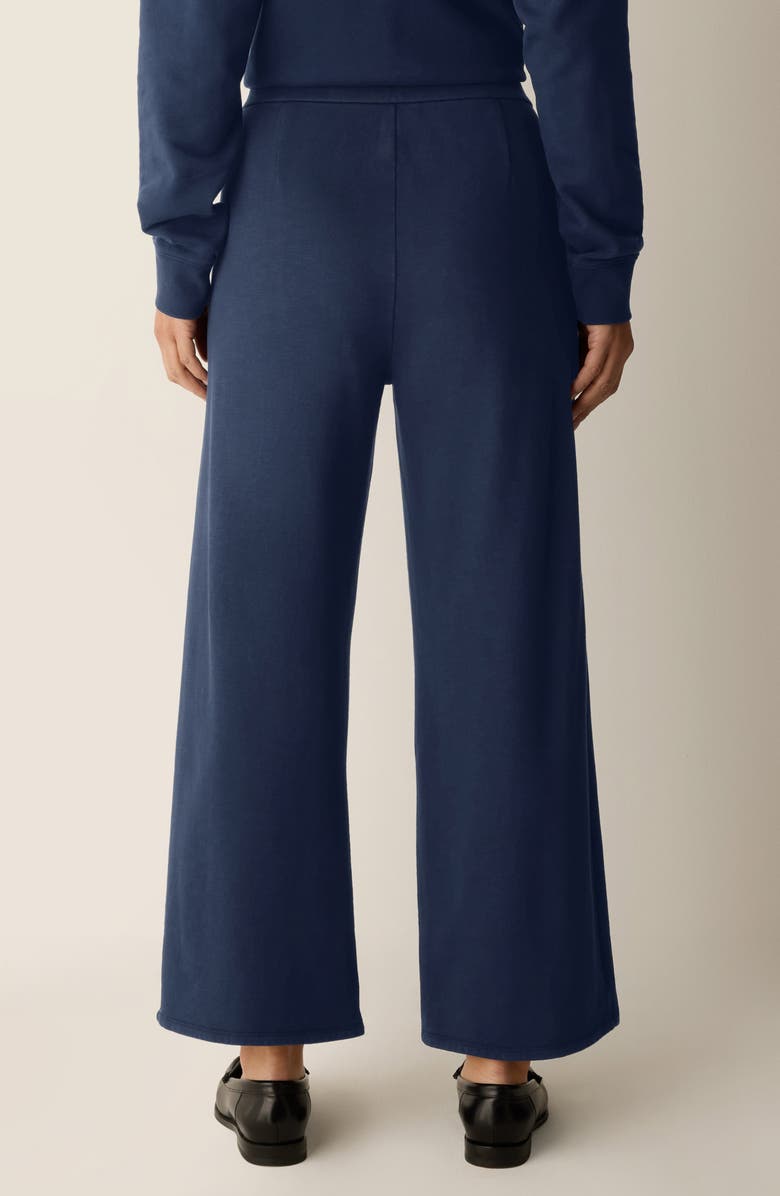 Eileen Fisher Wide Leg Organic Cotton Terry Pants, Alternate, color, Ink