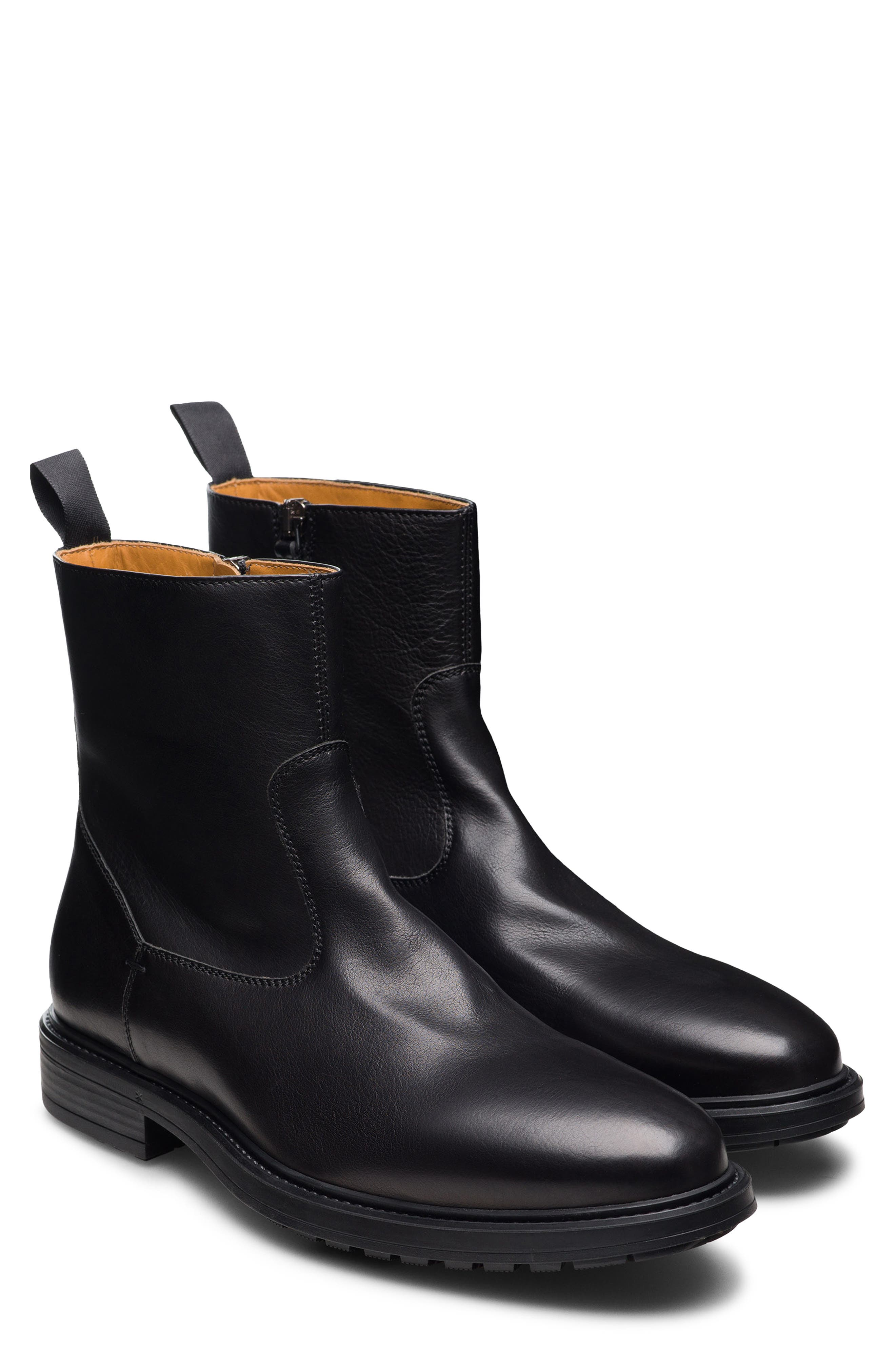 Atlas Leather Zip Boot, Main, color, BLACK DISTRESS