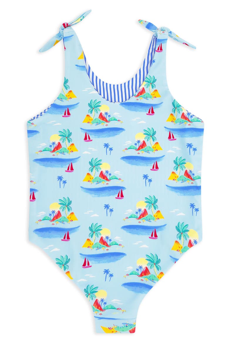 Kids' Skye Reversible UPF 50+ One-Piece Swimsuit, Alternate, color, CLEARWATER