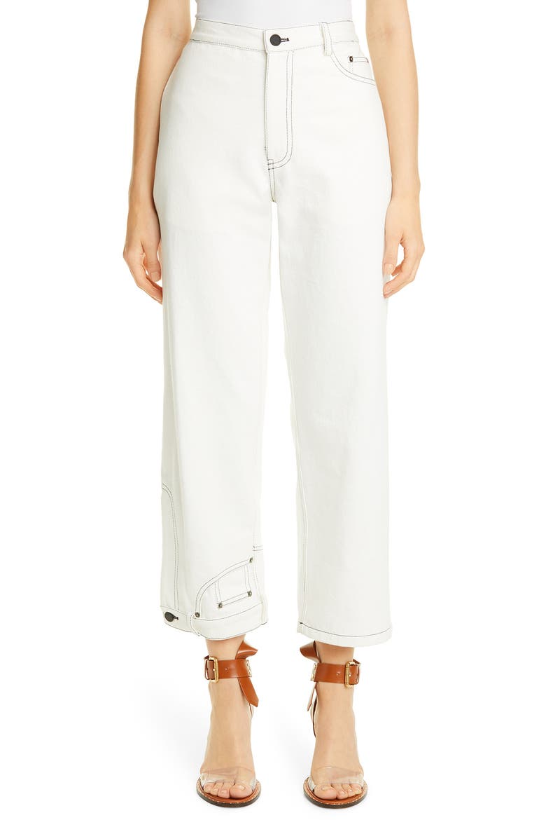 High Waist Crop Wide Leg Jeans, Main, color, WHITE