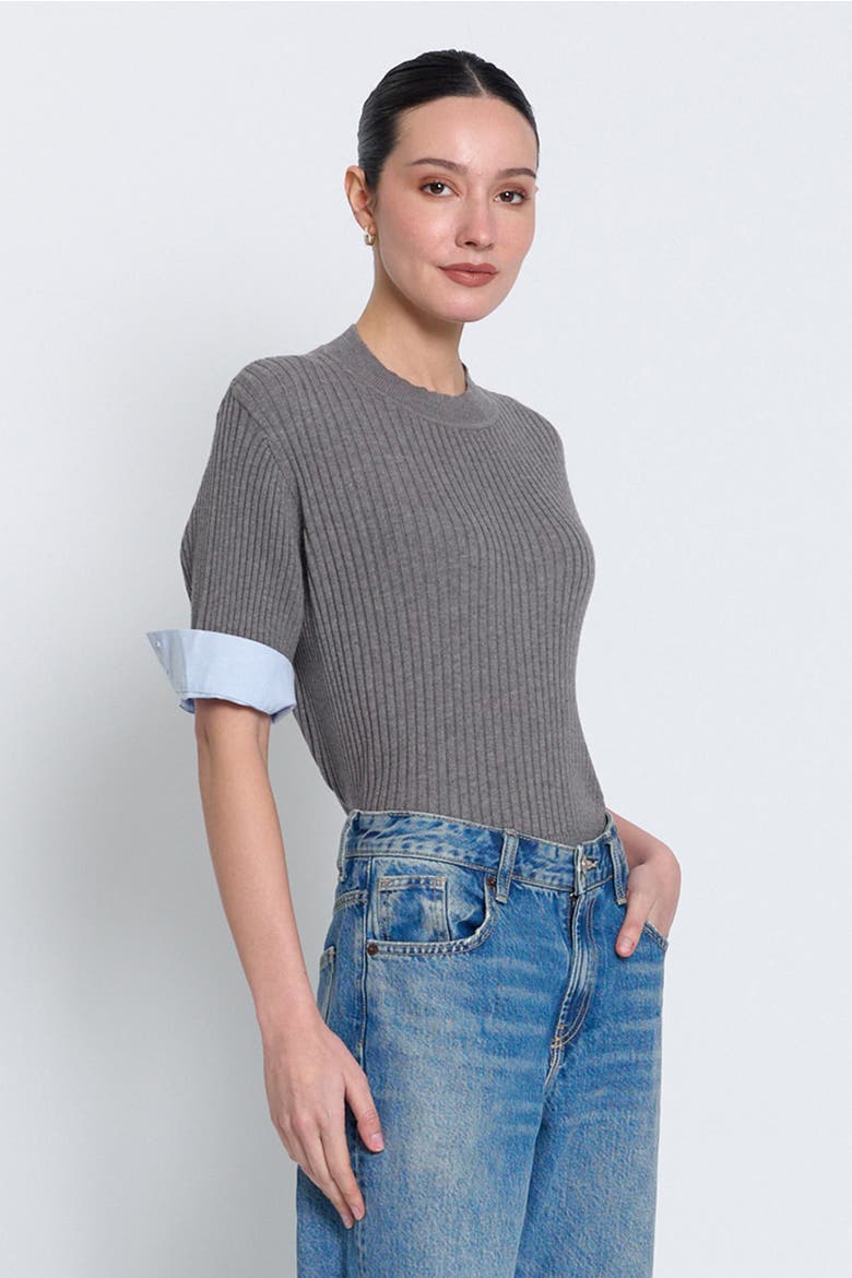 Sienna Shirt Cuff Sweater, Alternate, color, GREY