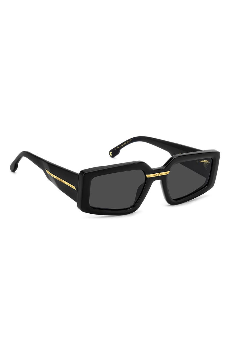 Carrera Eyewear Victory 55mm Square Geometric Sunglasses, Alternate, color, Black Gold/ Grey
