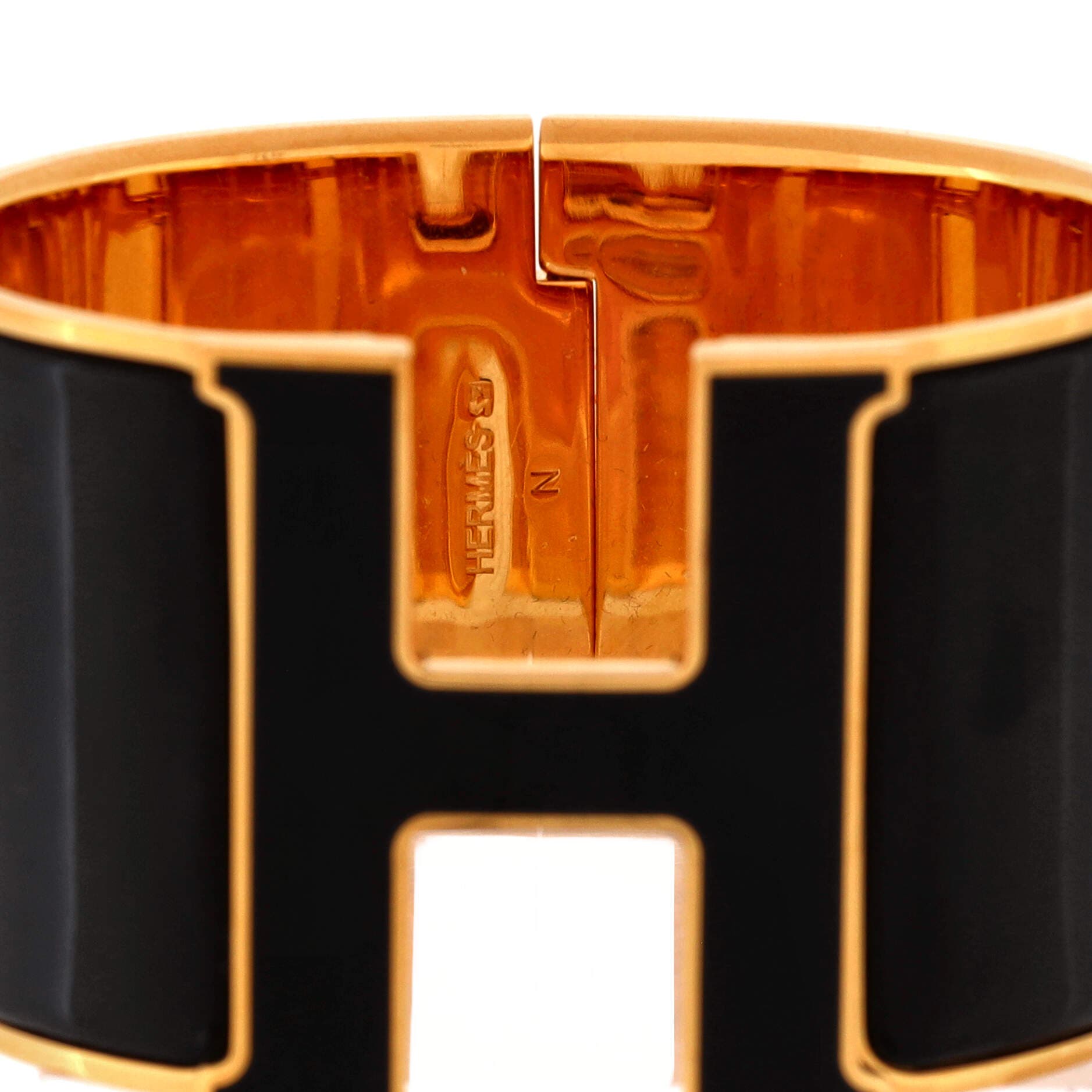 Pre-Owned Hermes Clic H Bracelet Enamel Extra Wide, Alternate, color, Black