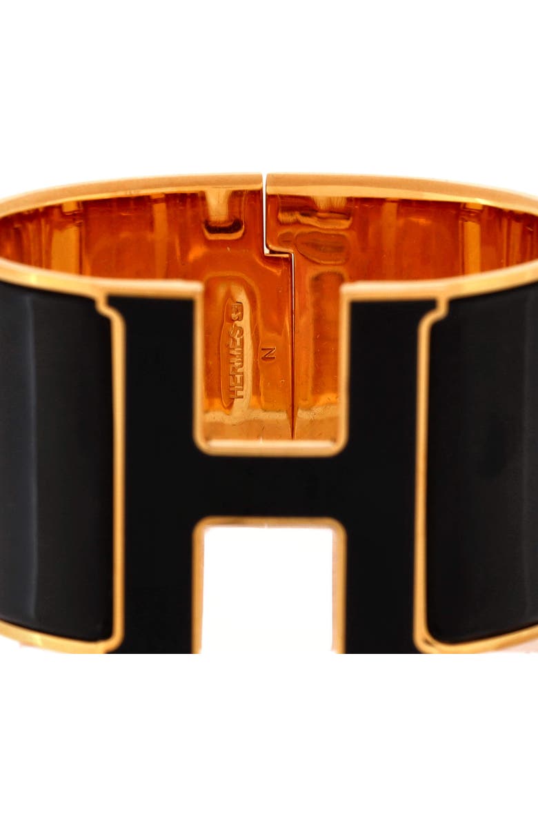 Pre-Owned Hermes Clic H Bracelet Enamel Extra Wide, Alternate, color, Black