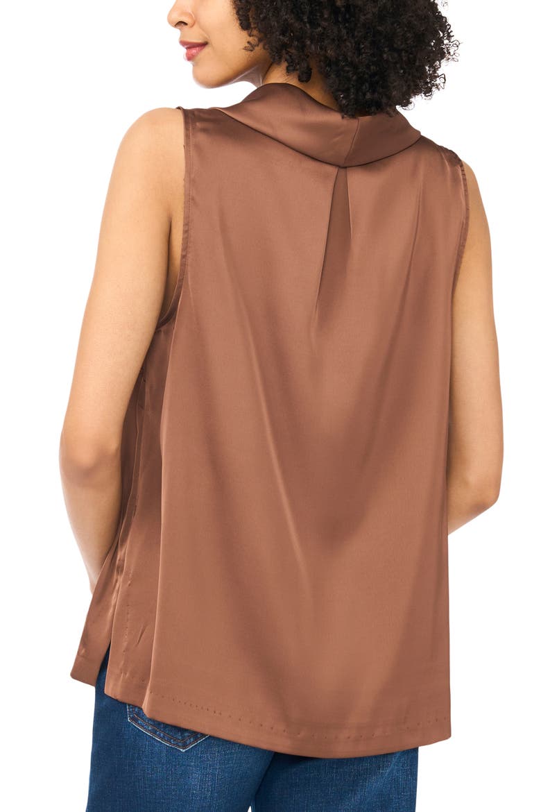 Sleeveless Cowl Neck Top, Alternate, color, COCOA