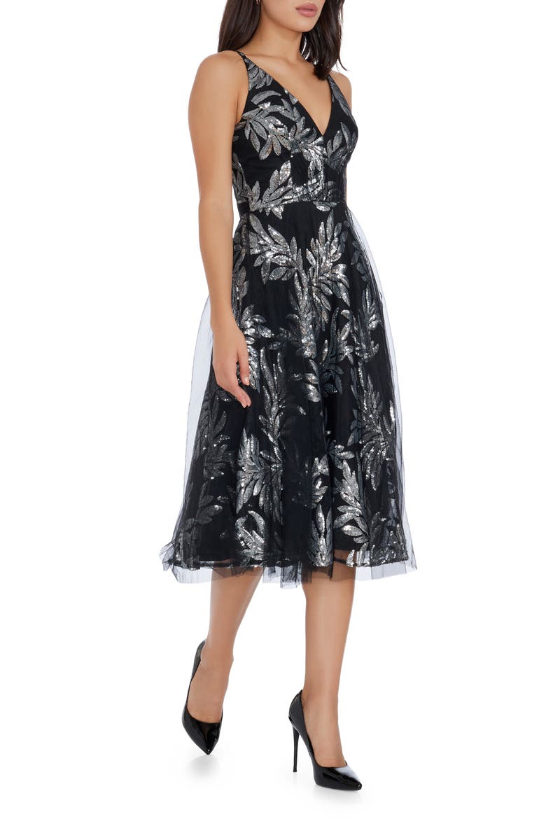 Courtney Sequin Lace Cocktail Dress, Alternate, color, SILVER MULTI