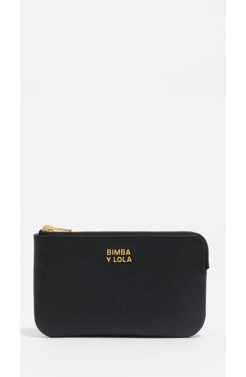 Bimba Y Lola Small Rigid Leather Coin Purse In Black