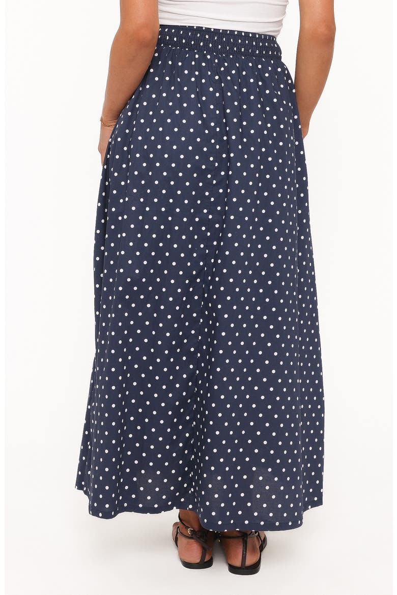 Paula Polka Dot Maxi Skirt, Alternate, color, NAVY