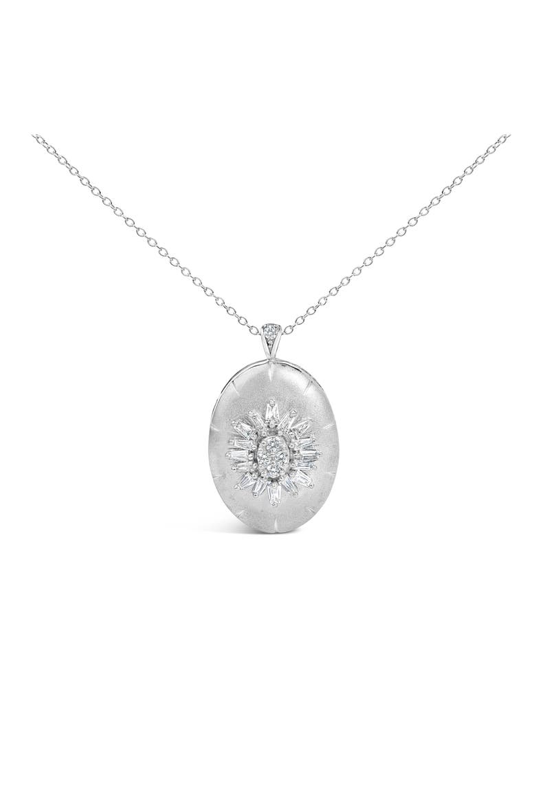 Sterling Silver 3/8 Cttw Diamond Puffed Oval Medallion Pendant Necklace, Main, color, Silver