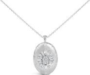 Haus of Brilliance Sterling Silver 3/8 Cttw Diamond Puffed Oval Medallion Pendant Necklace