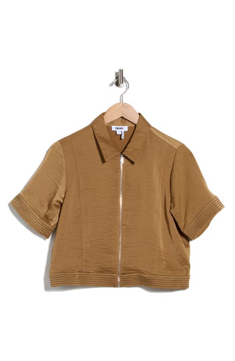 Short Sleeve Satin Jacket