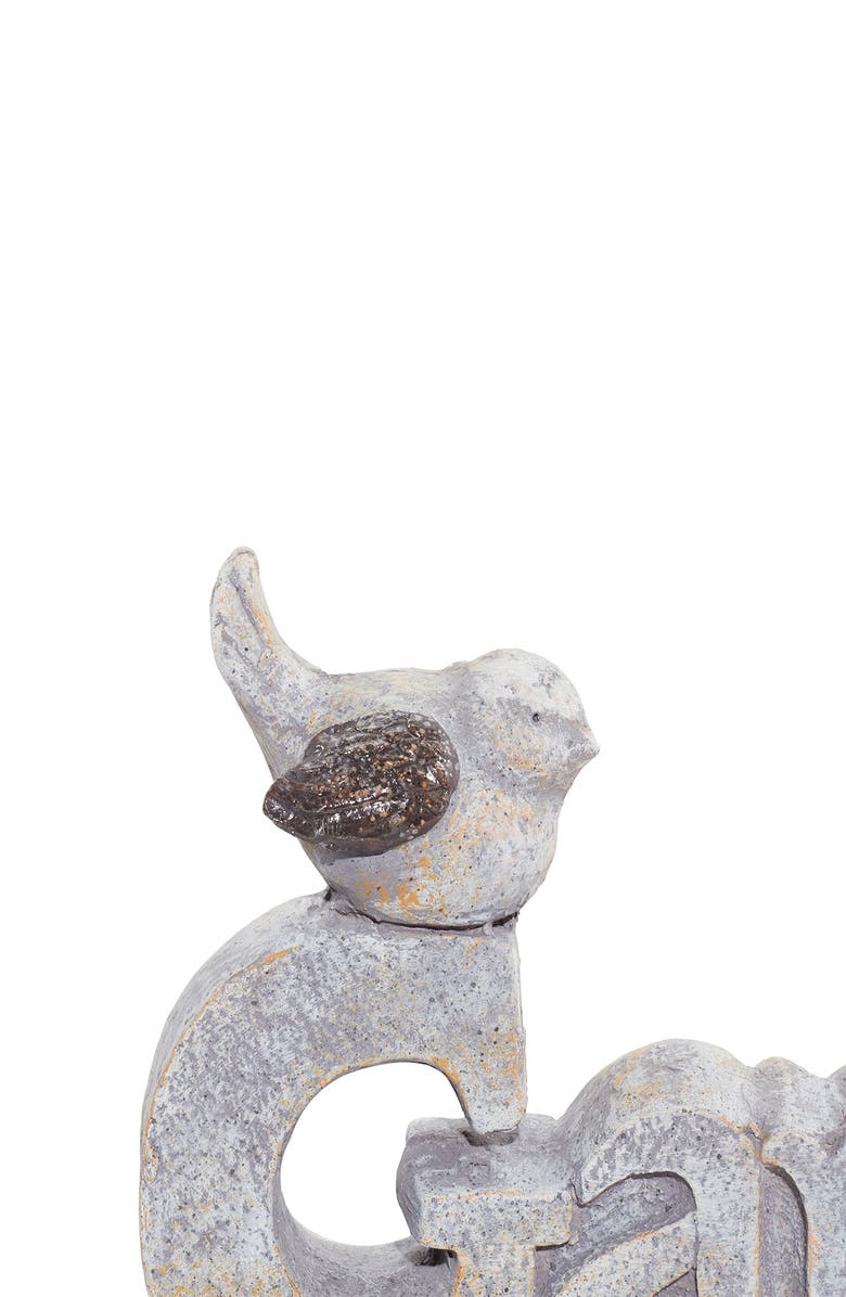 SONOMA SAGE HOME White Polystone Indoor & Outdoor Bird Garden Sculpture with Garden Sign, Alternate, color, 